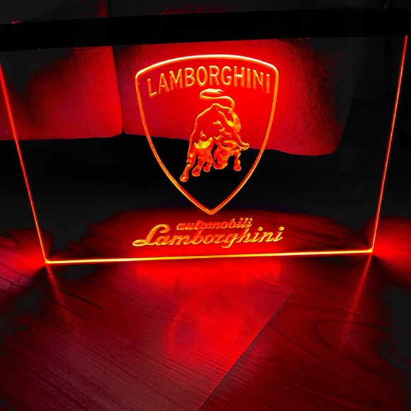 LAMBORGHINI LED NEON RED LIGHT SIGN 8x12 - Picture 1 of 3